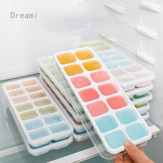 Dreami Qijunfeng 14-cell Silicone ice tray with dust cover home large ice tray ice box creative mold for making ice cubes