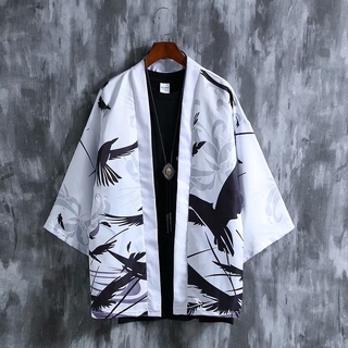 【CN】Men's Outwear Fashion Streatwear Summer Cardigan Thin Type Loose Graffiti Kimono