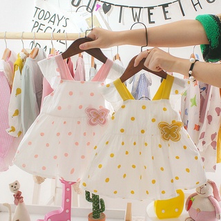 Summer Kids Baby Girls Dresses Infant Clothing Sleeveless Backless Bowknot Polka Dot Princess Dress