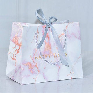 paper bag with handle ☼ins style gift bag marbling packing bag gift bag wedding bag custom-made clothes paper bag✬
