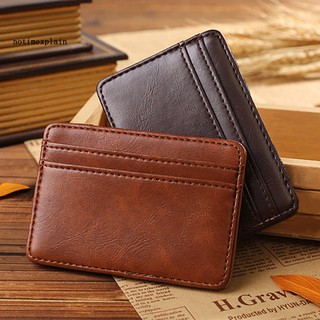 NAME Men\'s Business Faux Leather Money Clip Card Holder Slim Bifold Magic Wallet