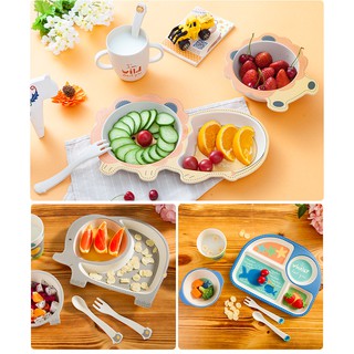 5pcs Dinnerware Set Kids Animal Design Bowl Tableware For Baby Bowl Baby Plate (9)