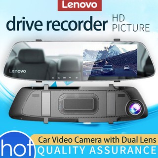 Lenovo Dash Cam For Car DVR Dual Touch Recorder FHD 1080P HD IPS Rearview Dash Lens Mirror Screen