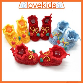 LOK0509 COD 0-6M Crochet Knit Wool Snow Crib Shoes Winter Warm Boots For Kids