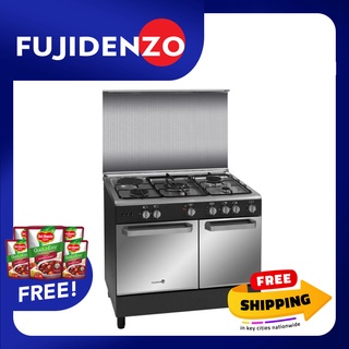 Fujidenzo 90 cm, 4 Gas Burner + 1 Electric Hot Plate Cooking Range FGR9641VCTRMB (Matte Black)