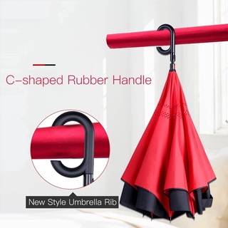 №Hands-free Inverted Umbrella Windproof Reverse Folding Double Layer Umbrella