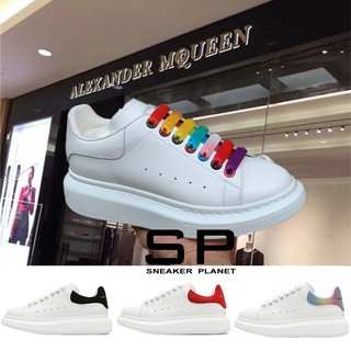 Alexander McQueen MCQ White Black Rainbow Male Female Thick Bottom Board Shoes Sports Leisure Runnin