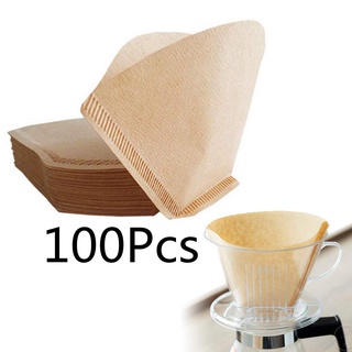 100 pieces Coffee Filter Paper Bleached Unbleached High Quality U Style for Coffee Drip Cone (2)