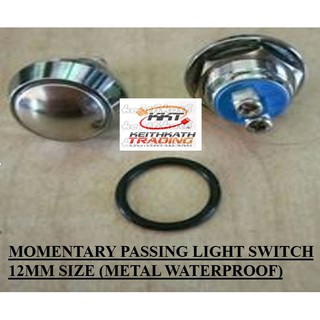 Push Button Momentary Passing Light Switch-Metal Waterproof 12MM