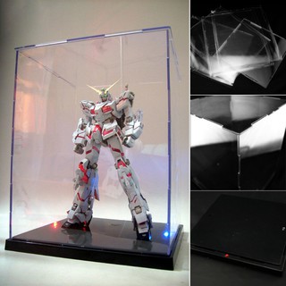 ❤❤ Clear Acrylic Display Box Dustproof Protection Model Show Case With LED