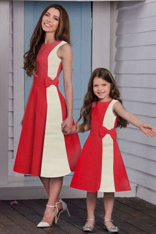 Mother and Daughter Casual Boho Summer Maxi Dress Mom&Kid Matching Beach Dresses