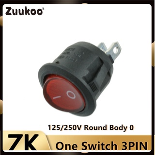 【IN STOCK/COD】5PCS Mini 3Pin Pins Red LED Light Embedded 6A 250V 10A 125V AC Round Push Button Switch On-Off SPDT Rocker Switch