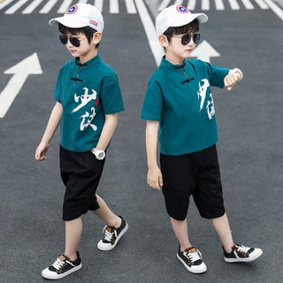 Discount✜☏▽Children s clothing new 2021 boys Korean version of the summer children s two-piece suit,