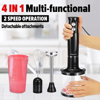 【In stock】4 in 1 Electric Hand Blender Vegetable Juicer Mixer Processor Stick Kitchen Whisk Milkshake Set (1)