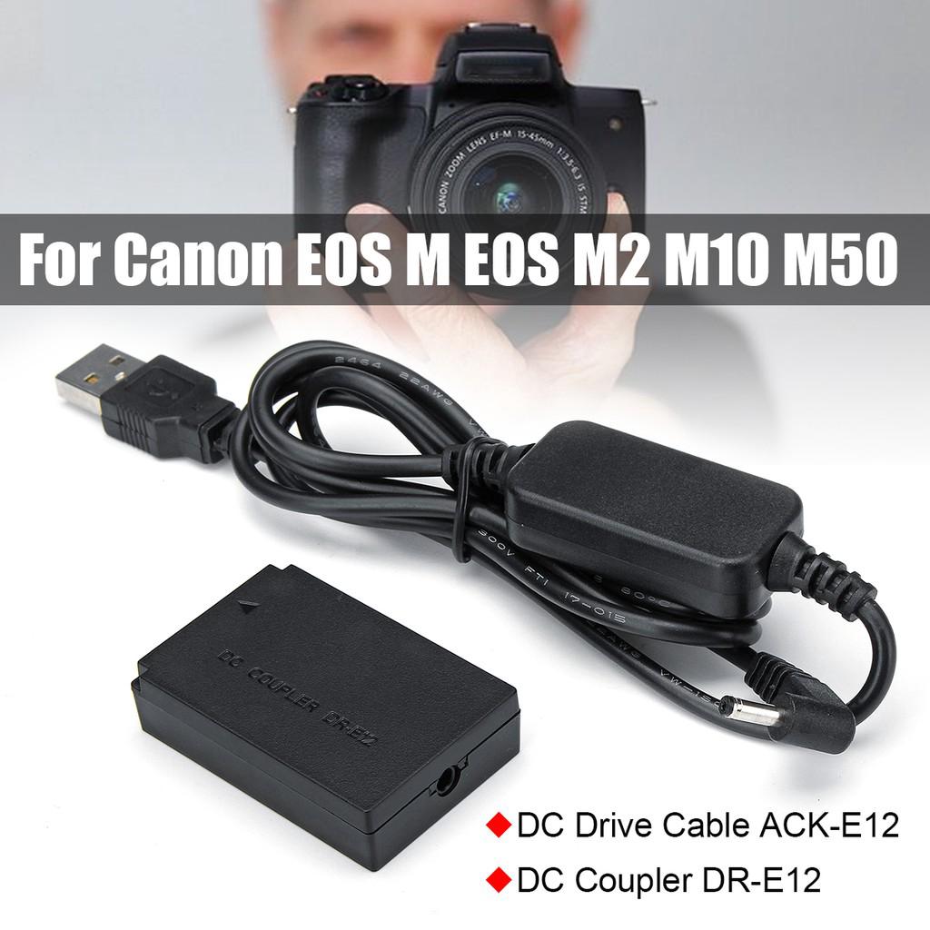 LP-E12 Power Charger Cable ACK-E12+DR-E12 Dummy Battery For Canon EOS M EOS M2 M10 M50