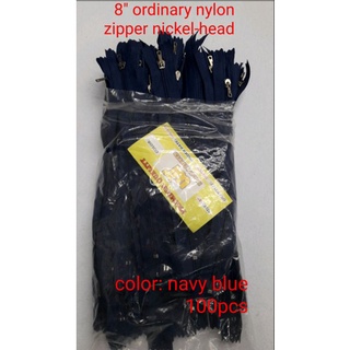 8" ordinary nylon zipper nickel-head sold per (1pack/100pcs)
