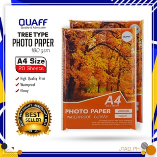 【Hot Stock】A4 Size 180gsm || QUAFF Tree Type / Inkjet Photo paper Glossy (20 sheets per pack)