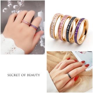 Stainless Accessories Inlaid Crystal Ring Korean Style Rose Gold Zircon Elegant Women's Accessories