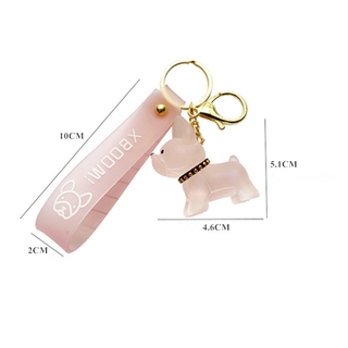 Fashion Crystal Bulldog Car Key Chain Bag Key Ring Silica Gel Keychain (9)