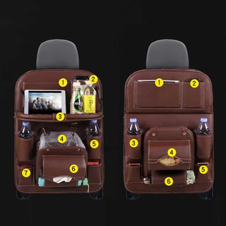 [COD]Leather Car Seat Back Organizer Tray Storage Pad Bag With Foldable Table