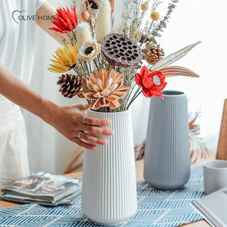 Large Minimalist Plastic Vase Flower Arrangement Container Nordic Jardiniere INS Flower Decoration Imitation Glaze Vase