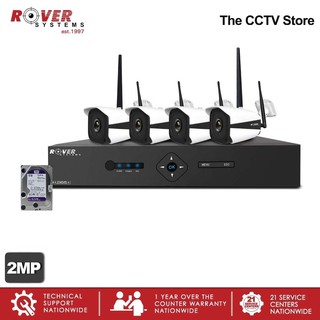 Rover Systems WiFi Kit with 1TB HDD, 4* Wireless 2MP IP CCTV Camera + 4Ch(5MP) / 8Ch(2MP) WiFi NVR