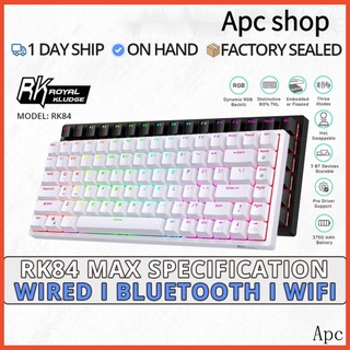 [Ready Stock] Royal Kludge RK84 RK61 RK71 RGB Hot-Swappable RK 84 Wireless Mechanical Keyboard Wireless Bluetooth 71 Keys RGB Backlight 3 Modes Type-c USB portable gaming keyboard 2.4G wireless receiver Mechanical axis LED for PC Royal Kludge rk