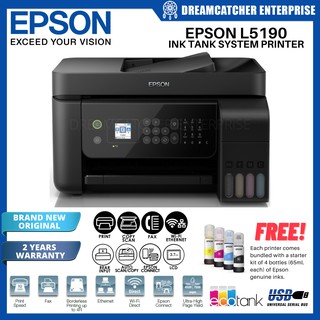 Epson L5190 EcoTank Wi-Fi All-in-One Printer Print Scan Copy Fax ADF [Brand New Original] 003 Ink (1)