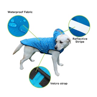 Pet Dog Raincoat Waterproof Hooded Jacket Fashion Big Dog Raincoat Reflective Strip Raincoat For Dog