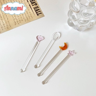 Annami Glass Muddler Moon Star Stirring Stick Mixing Spoon For Coffice Milk