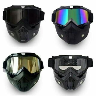 Motorcycle Goggle Face Mask (RAINBOW,CLEAR,GOLD,SMOKE) DETACHABLE/REMOVABLE