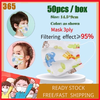 365 50PCS-Kids Mask 3Ply Disposable Surgical face Mask