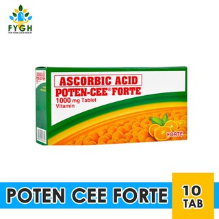 Poten Cee Forte 1000mg Ascorbic Acid Vitamin C Tablet for Adult 10pcs