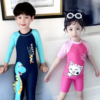 Children's One-Piece Swimsuit Long & Short Sleeve Beach Sunscreen Cute Swimwear for Boys & Girls Swimming Swim Wear Kids
