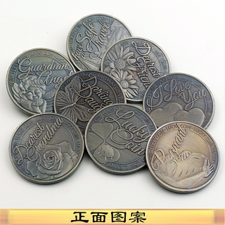 ◐☄Set Commemorative Coin Retro Lucky Coin Wishing Coin Love Friendship Coin Travel Ping An Guardian