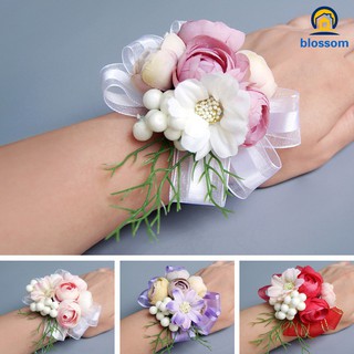Bride Corsage Artificial Wedding Flower Lace Leaves Decoration Bridesmaid Wrist Flower (1)
