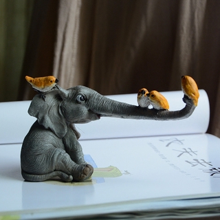 Resin Elephant Figurine For Home Office Hotel Decoration Tabletop Animal Action Figures Modern Elephant Statue Decoration