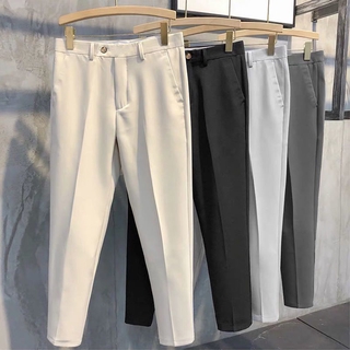 READY STOCK Men's Formal Pants Seluar SLack Lelaki Korean Office Suit Pants for Men Stretch Casual Straight Capri Pants Chinos Elastic