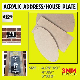 Acrylic ADDRESS PLATE 2holes 3mm Clear & Black 4.25''x9''/4''x9''/5''x10'' house plate