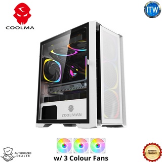 Coolman Ruby PC Cases with 3 Colour Fans - in Black and White (1)