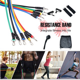 COD 【READY STOCK】11pcs Resistance Bands Exercise Yoga Fitness Pilates Gym Kit YOGA Fitness Exercise Bands (9)