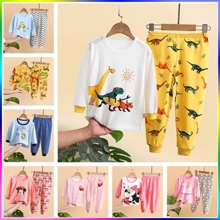 Sleepwear Terno for Kids Cotton Pajama Set For Kids Boy Girl Cartoon Print Baby Long Sleeve Pajama Terno 73-120cm