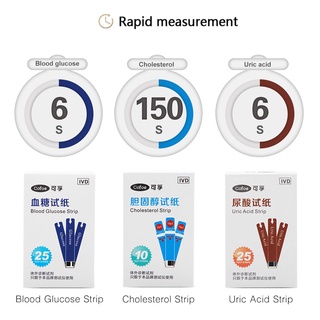 Cofoe 3 in 1 Blood Test Kit Glucose Cholesterol Uric Acid Test Strips and Lancets