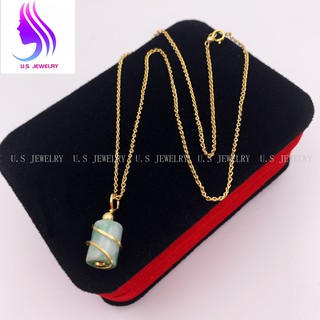 [U.S jewelry] Us gold 10k jade necklace