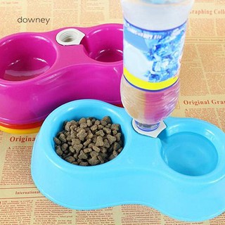 CW-Pets Dog Cat Automatic Food Supply Bowl Bottle Inserted Dual Drinking Feeding Bowls
