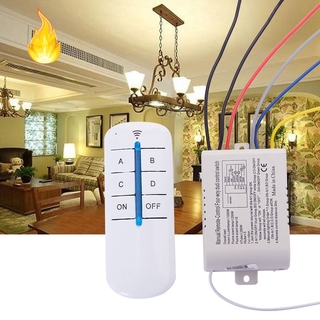 4 Way Light Lamp Digital Wireless Remote Control Switch ON/OFF 220V