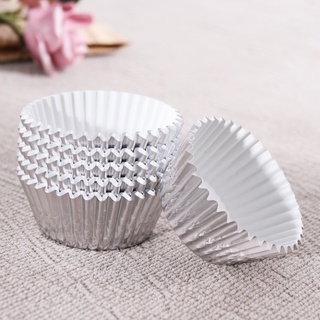 Pagpapadala ng libreng spot SpotROSENICE 100pcs Aluminum Thickened Foil Cups Cupcake Liners Mini Cake Muffin Molds Baking Molds (Silver) wDMd