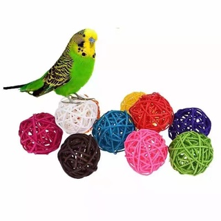 【Pety Pet】5/10pcs Colorful Rattan Balls Parrot Toys Bird Interactive Bite Chew Toys for Parakeet Budgie Cage Accessories Bird Playing Toys