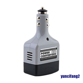 (yuncifang2) Car Mobile Converter Inverter Adapter DC 12V/24V to AC 220V Charger Power+USB