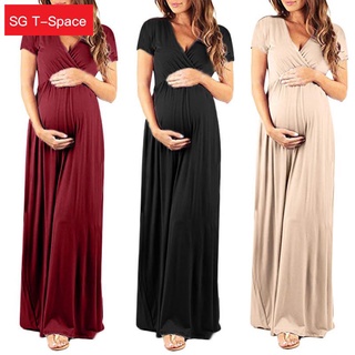 Summer Solid Color Pregnant Dress Maternity Dresses Pregnant Long Dress Women Pregnancy Clothing Sho